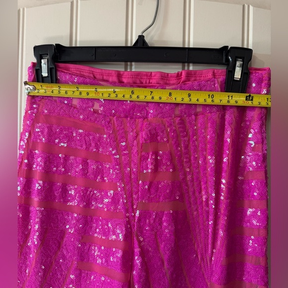 2/for $20 🪩 Hot Pink, Sparkly Sequins, High Waisted, Wide Leg Bell Bottoms - Picture 11 of 16
